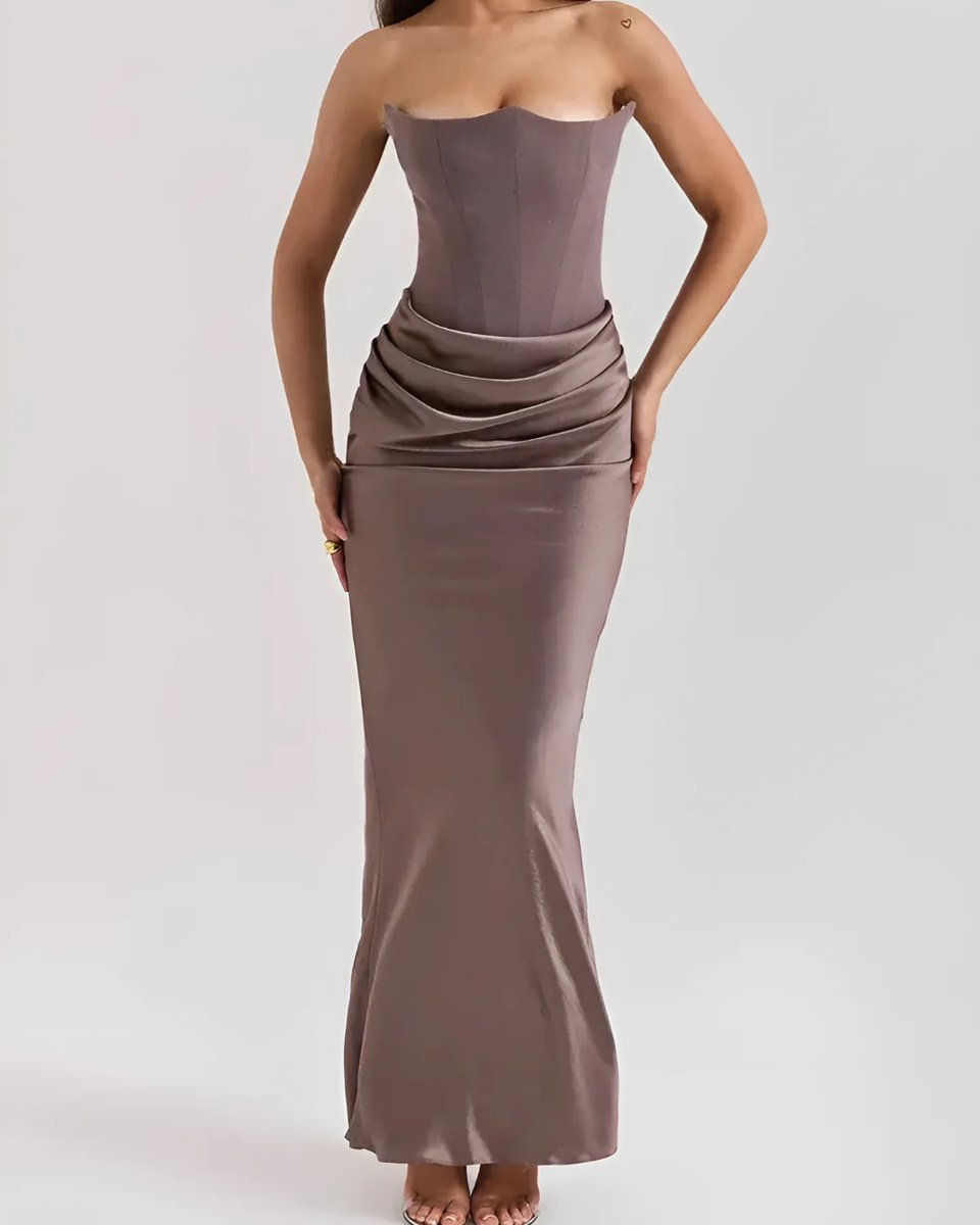 Bronte | Draped Corset Satin Evening Dress