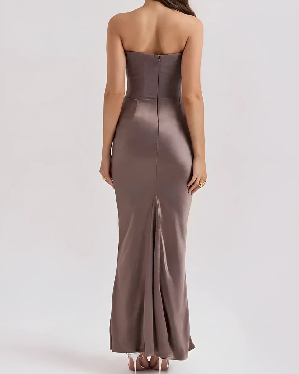 Bronte | Draped Corset Satin Evening Dress