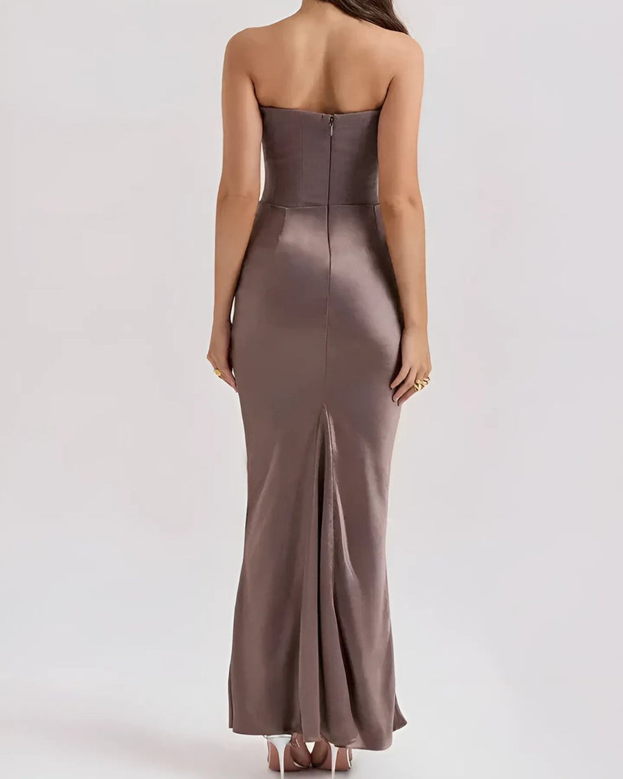 Bronte | Draped Corset Satin Evening Dress