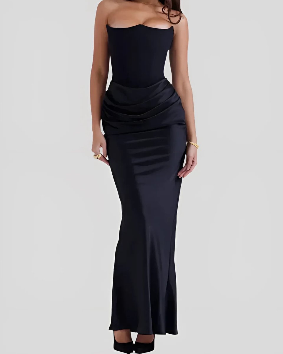 Bronte | Draped Corset Satin Evening Dress