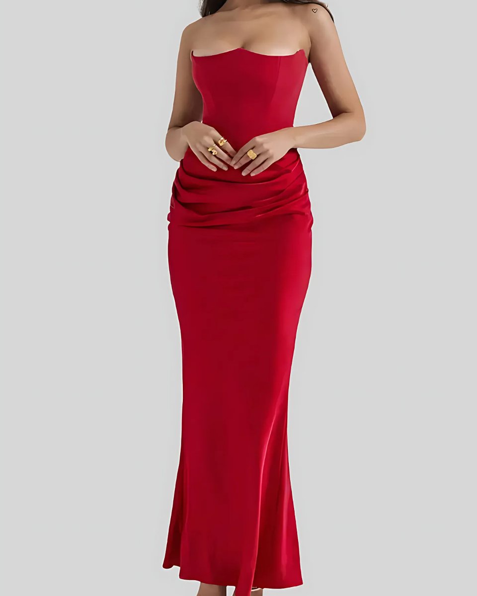 Bronte | Draped Corset Satin Evening Dress
