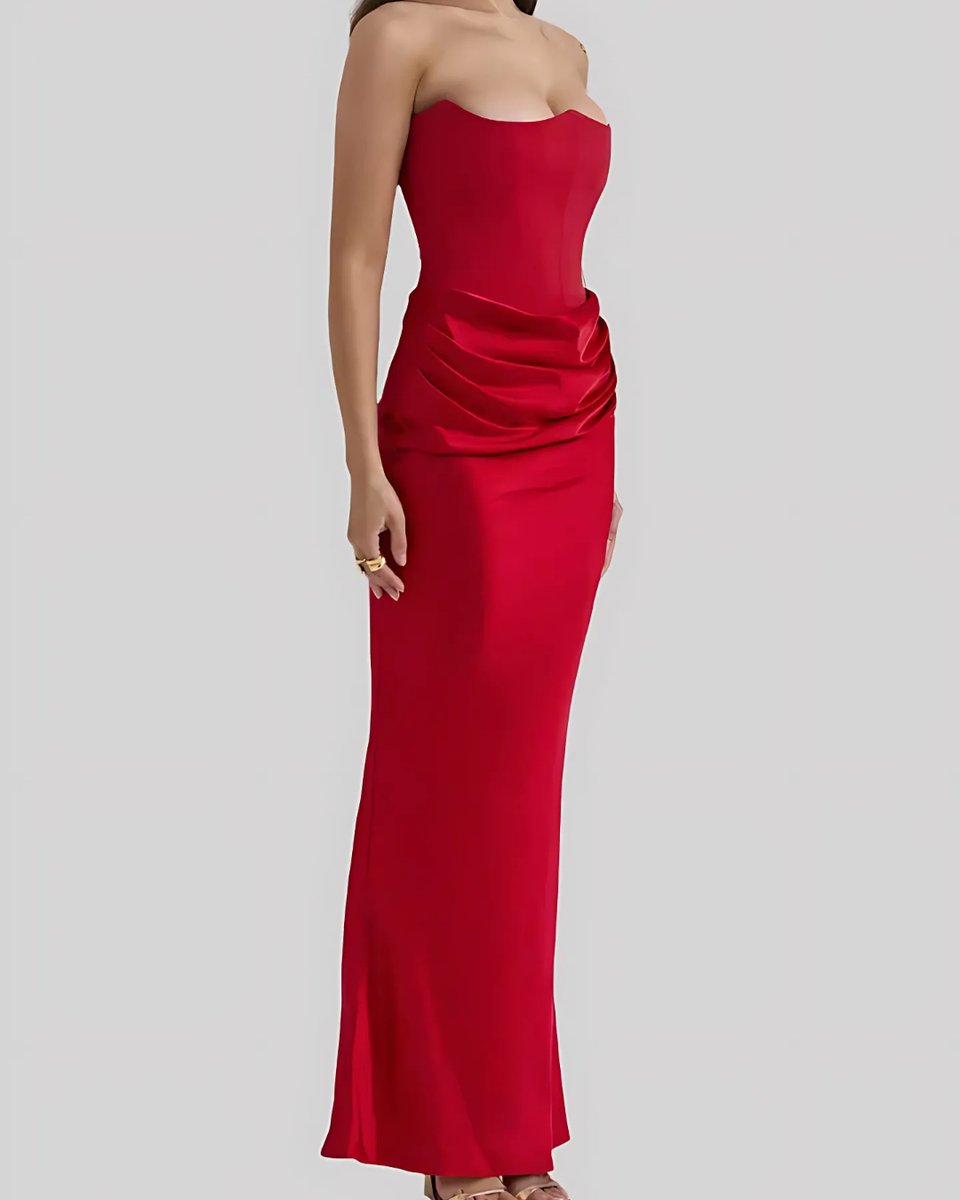 Bronte | Draped Corset Satin Evening Dress