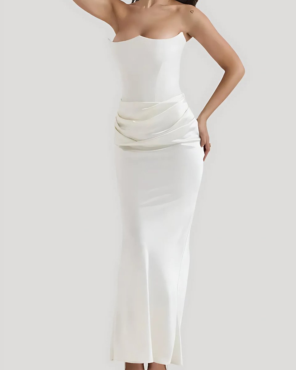 Bronte | Draped Corset Satin Evening Dress