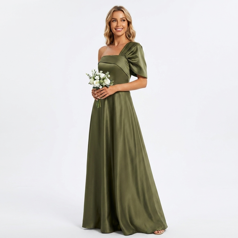 Guinevere | Christmas One Shoulder Ruffle Maxi