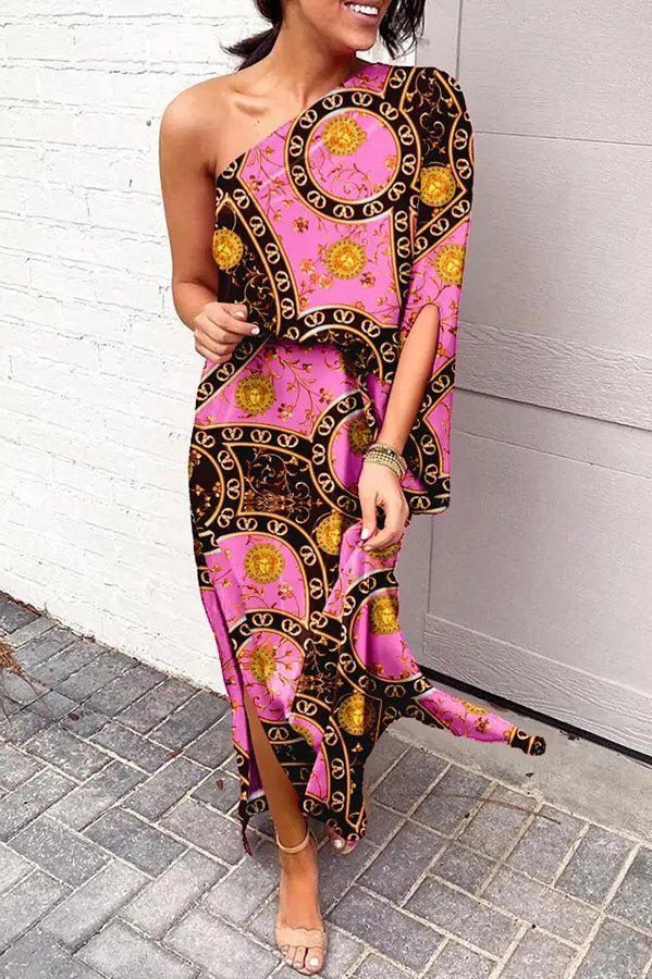 Yvaine | Womens One Shoulder Floral Print Maxi Dress