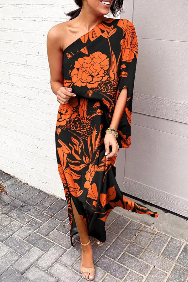 Yvaine | Womens One Shoulder Floral Print Maxi Dress
