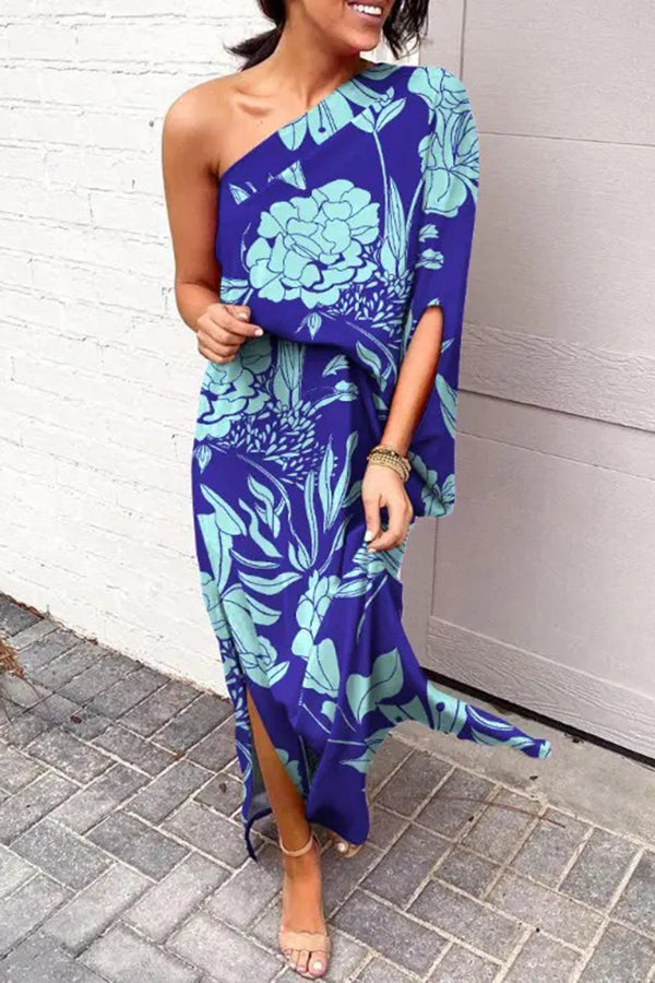 Yvaine | Womens One Shoulder Floral Print Maxi Dress